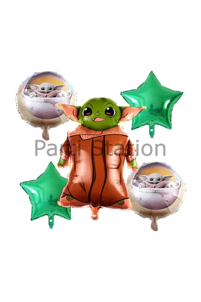 Star Wars Yoda Yeşil Balon Set Yıldız Savaşları Yoda Konsept Doğum Günü Balon Set ürün görseli