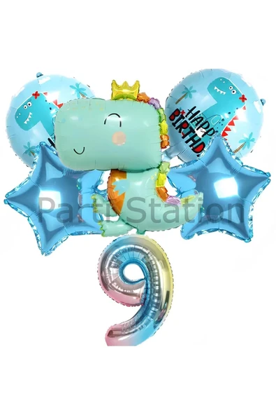 Sevimli Dinozor Konsept 1 Yaş Balon Set Jurassic Dinozor Tema Doğum Günü Folyo Balon Set ürün görseli