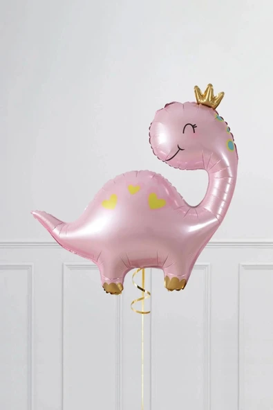 Pembe Dinozor Konsept 9 Yaş Balon Set Sevimli Pembe Dinozor Doğum Günü Folyo Balon Set - Resim 3