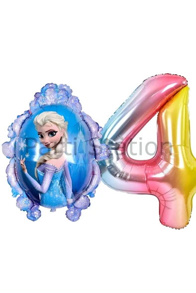 Frozen Elsa Konsept 4 Yaş Renkli Balon Set Karlar Ülkesi Tema Doğum Günü Folyo Balon Set