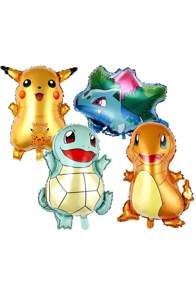 Pokemon Konsept 5 Yaş Doğum Günü Balon Set Pokemon Pikachu Bulbasaur Charmander Squirtle Balon - Resim 5