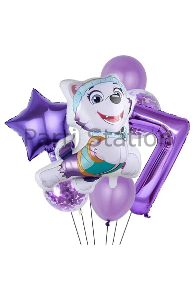 Paw Patrol Everst 7 Yaş Balon Set Paw Patrol Everst Doğum Günü Folyo Balon Set