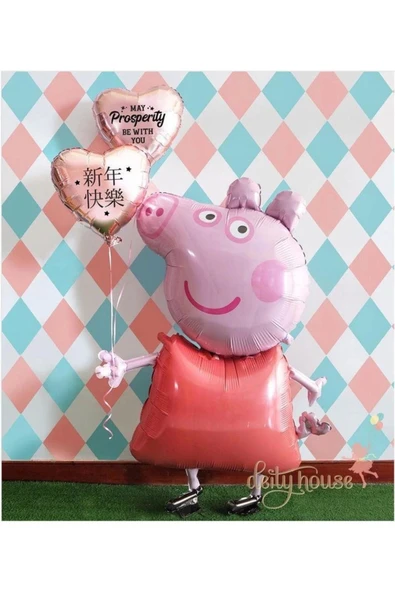 Peppa Pig Konsept 6 Yaş Yıldız Balon Set Pembe Domuz Peppa Pig George Tema Doğum Günü Folyo Balon - Resim 3