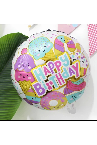 Cupcake Dondurma 4 Yaş Balon Set Şeker Dondurma Candy Balon İce Cream Konsept Doğum Günü Balon Set - Resim 3