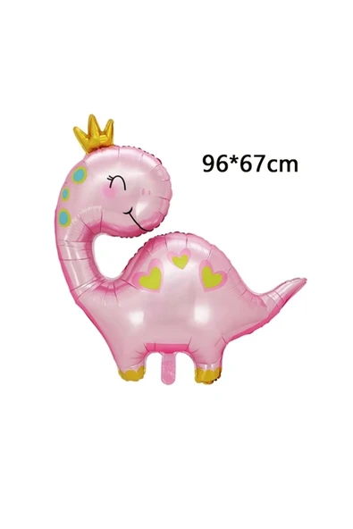 Pembe Dinozor Konsept 9 Yaş Balon Set Sevimli Pembe Dinozor Doğum Günü Folyo Balon Set - Resim 4