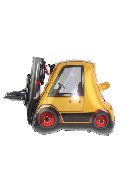 İnşaat Forklift Kamyonu Balon 6 Yaş Doğum Günü Balon Set İş Makinaları Konsept ve Gold Rakam Balon - Resim 2