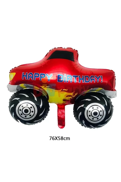 Canavar Kamyon Pikap 8 Yaş Balon Set Arabalar Konsept Canavar Kamyon Balon ve Kırmızı Rakam Balon - Resim 2