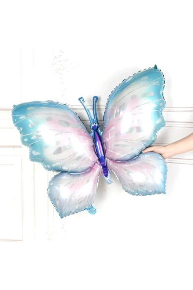 Pembe Mavi Kelebek ve Mavi Rakam Balon 5 Yaş Balon Set Kelebek Konsept Doğum Günü Folyo Balon Set - Resim 2