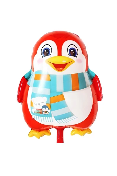 Sevimli Penguen Balon 9 Yaş Doğum Günü Balon Set Penguen Konsept ve Gold Renk Rakam Balon - 2