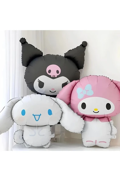 Sanrio Kuromi Melody Cinnamon 8 Yaş Pembe Balon Set Anime Kuromi Melody Konsept Doğum Günü Balon Set - Resim 6