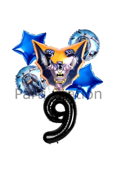 Batman 9 Yaş Rakam Yıldız Balon Set Yarasa Adam Batman Doğum Günü Balon Set
