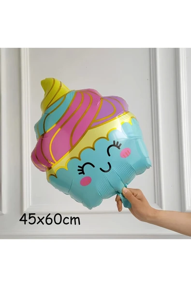 Cupcake Dondurma 4 Yaş Balon Set Şeker Dondurma Candy Balon İce Cream Konsept Doğum Günü Balon Set - Resim 4