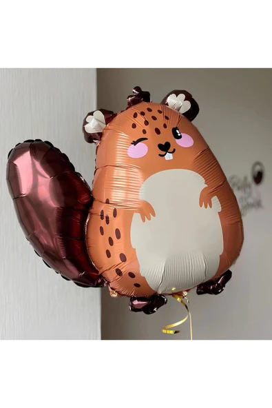 Woodland Konsept Sevimli Sincap ve Krem Rakam Balon 9 Yaş Set Sincap Konsept Doğum Günü Balon Set - Resim 2