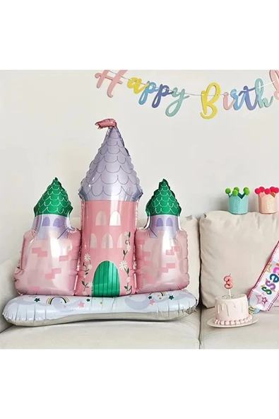 Prenses Konsept Pembe Mor Balon Prenses Evi Şato Balon Konsept Doğum Günü Balon - Resim 2