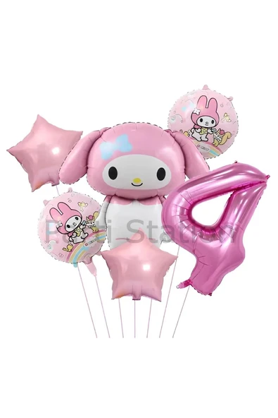 Sanrio Kuromi MyMelody 4 Yaş Balon Set Anime Hello Kitty Kuromi Melody Konsept Doğum Günü Balon