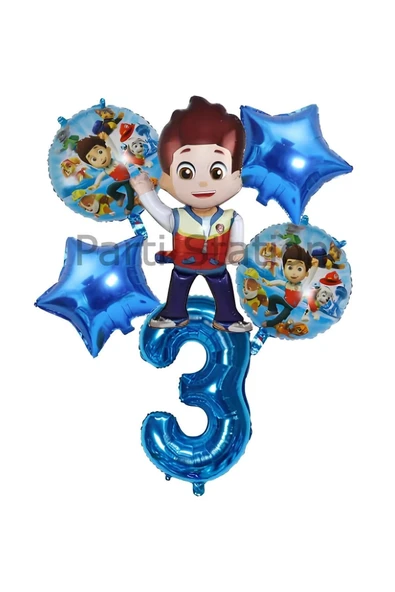 Paw Patrol Ryder 3 Yaş Lacivert Balon Set Paw Patrol Ryder Konsept Yıldız Doğum Günü Parti Balon Set