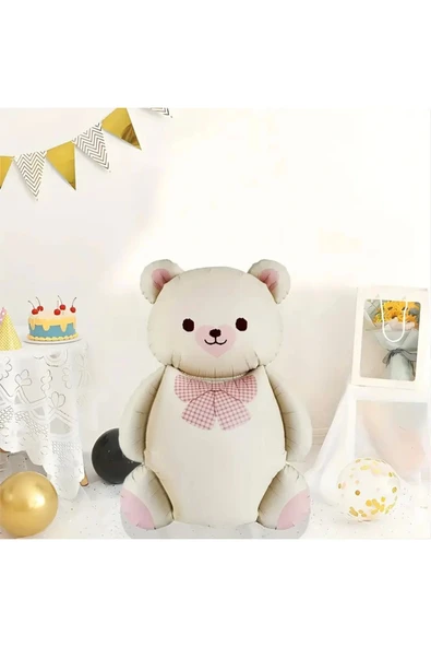 Sevimli Ayıcık 2 Yaş Balon Set Retro Pembe Ayıcık Konsept Doğum Günü Set - 2