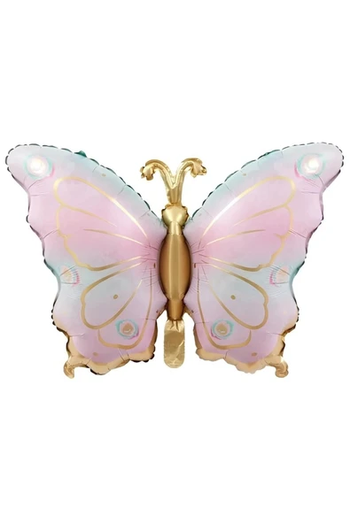 Macaron Kelebek 8 Yaş Balon Set Gökkuşağı Macaron Kelebek Konsept Doğum Günü Balon Set - Resim 2