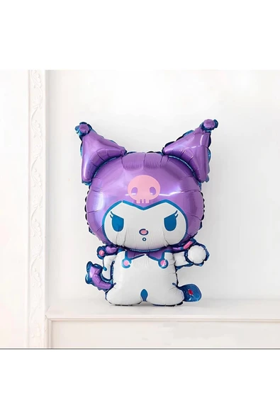 Kuromi 4 Yaş Balon Set Anime Sanrio MyMelody Cinnamonroll Hello Kitty Kuromi Konsept Doğum Günü Set - 4