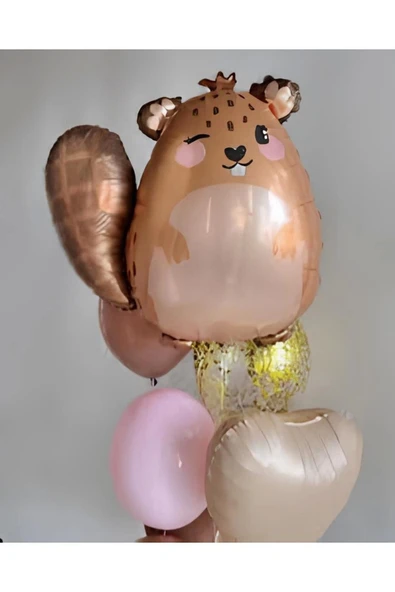 Woodland Konsept Sevimli Sincap ve Krem Rakam Balon 9 Yaş Set Sincap Konsept Doğum Günü Balon Set - Resim 3