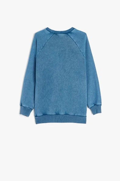 Koton Erkek Çocuk Pamuklu Baskı Detaylı Oversize Bisiklet Yaka Sweatshirt - 2