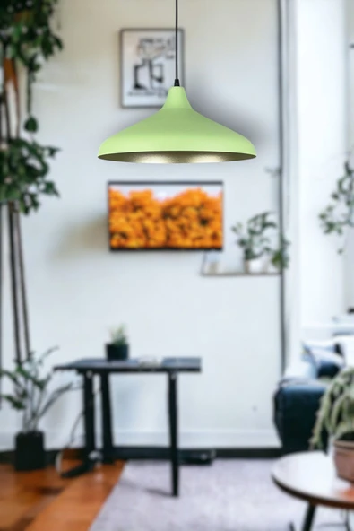 LEGACY Nil Özel Tasarım Modern Dekoratif Cafe Yeşil içi Gold Renk Sarkıt Cafe - Mutfak Tekli Avize ürün görseli 1