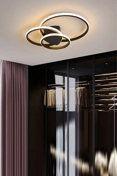 LEGACY Sole Modern Tasarım Siyah Renk Salon - Mutfak - Hol Beyaz Led 3 Lü Avize ürün görseli