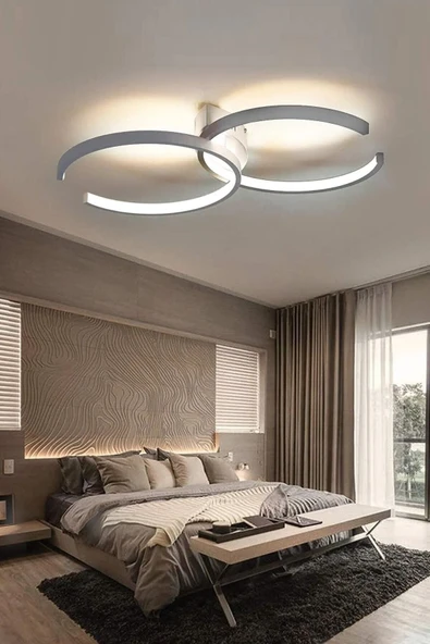 LEGACY Duru Modern Tasarım Beyaz Renk Salon Mutfak Hol Beyaz Led 2 Li Avize