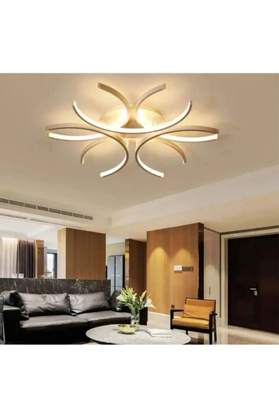 LEGACY Levora Modern Tasarım - Salon - Mutfak - Yatak Odası Eskitme Renk Beyaz Işıklı Led Avize