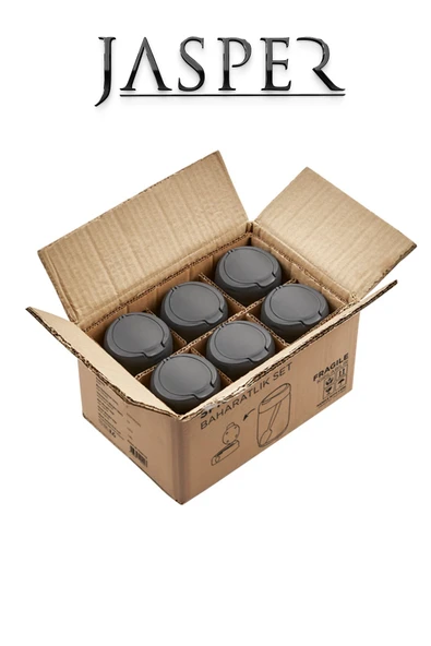 Jasper Qlux JPR-0102 6 Adet 370mm Kaşıklı Açılır Kapaklı Çok Amaçlı Cam Tuzluk Biberlik Baharat Seti - Resim 5