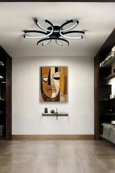 LEGACY Levora Modern Tasarım - Salon - Mutfak - Yatak Odası Siyah Renk Beyaz Işıklı Led Avize ürün görseli 1