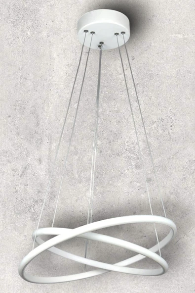 LEGACY Rings Modern Tasarım Beyaz Renk - Yatak Odası - Salon - Çocuk Odası - Mutfak Beyaz Led 2 Li Avize - 5