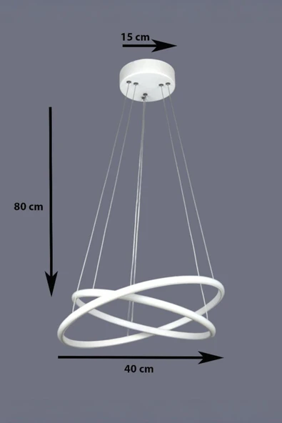 LEGACY Rings Modern Tasarım Beyaz Renk - Yatak Odası - Salon - Çocuk Odası - Mutfak Beyaz Led 2 Li Avize - 2