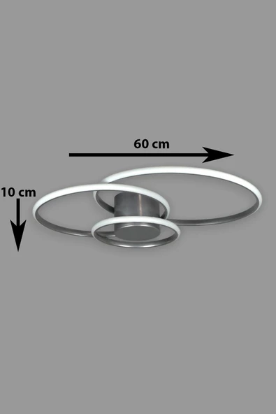 LEGACY Sole Modern Tasarım Gri Renk Salon - Mutfak - Hol Beyaz Led 3 Lü Avize - Resim 2