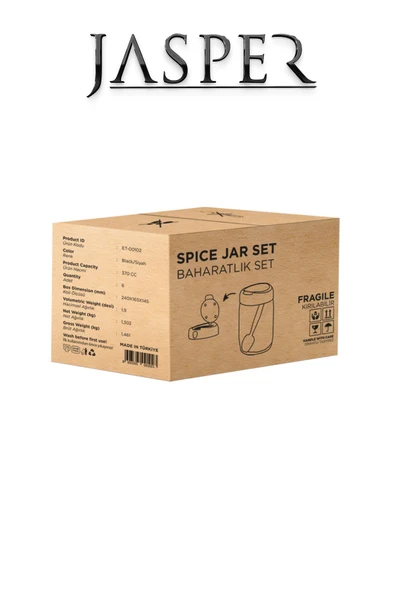 Jasper Qlux JPR-0102 6 Adet 370mm Kaşıklı Açılır Kapaklı Çok Amaçlı Cam Tuzluk Biberlik Baharat Seti - Resim 6