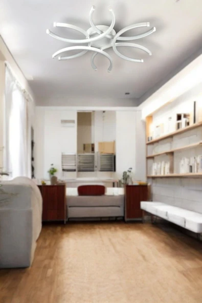 LEGACY Levora Modern Tasarım - Salon - Mutfak - Yatak Odası Beyaz Renk Beyaz Işıklı Led Avize - 5