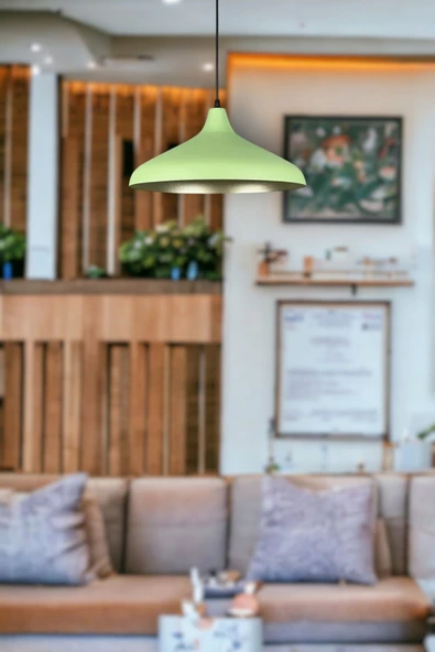 LEGACY Nil Özel Tasarım Modern Dekoratif Cafe Yeşil içi Gold Renk Sarkıt Cafe - Mutfak Tekli Avize - 3
