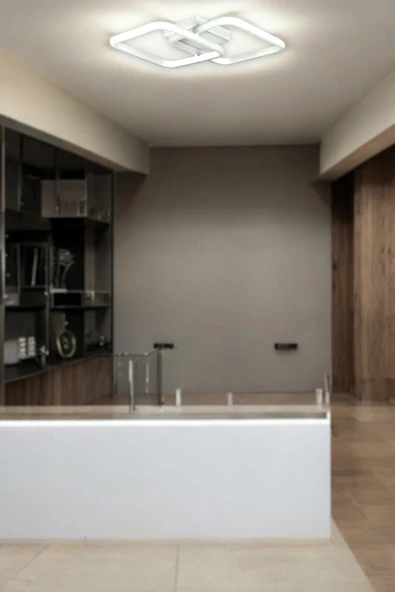 LEGACY Kira Modern Tasarım Beyaz Renk Salon - Mutfak - Hol Beyaz Led 2 Li Avize - 3
