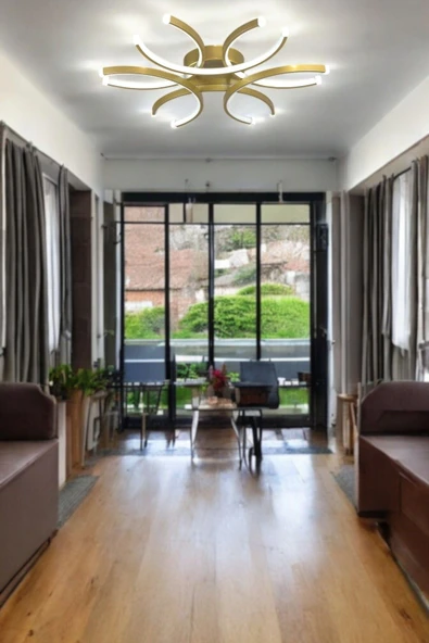 LEGACY Levora Modern Tasarım - Salon - Mutfak - Yatak Odası Eskitme Renk Beyaz Işıklı Led Avize - 4