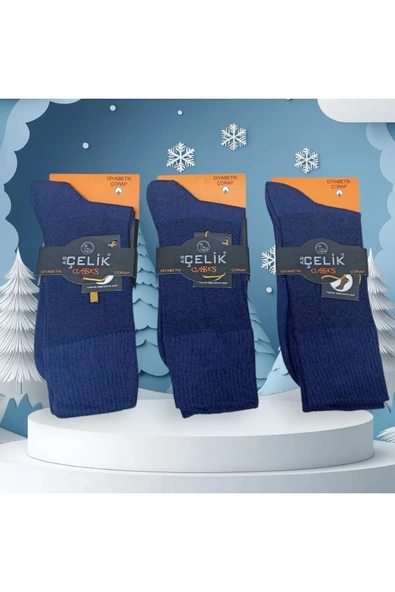 Asçelik  3 lü Diyabetik Erkek Çorap İndigo ürün görseli
