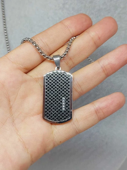 Night Serisi Erkek Doğal Taşlı Çelik Kolye (56032) - 3