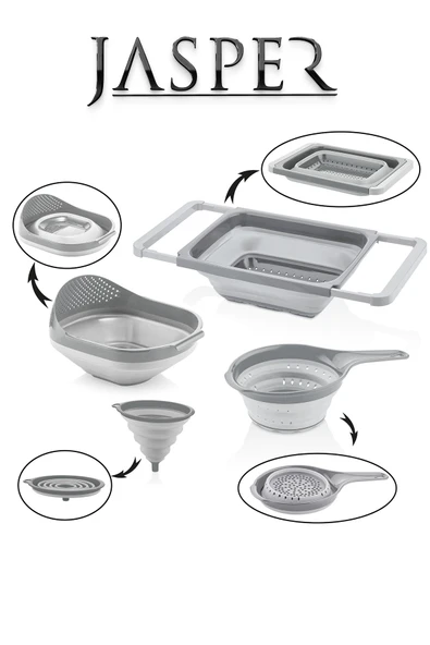 Jasper Qlux JPR-0110 4'lü Akordiyon Katlanır Süzgeç Mutfak Çeyiz Seti - Resim 2