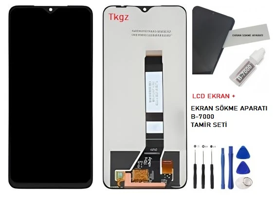 Xiaomi POCO M3 Uyumlu Lcd Ekran Dokunmatik SERVİS Orijinali + B-7000 + TAMİR SETİ