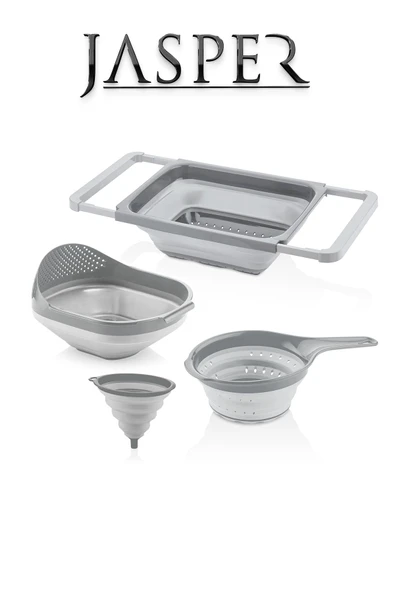Jasper Qlux JPR-0110 4'lü Akordiyon Katlanır Süzgeç Mutfak Çeyiz Seti - Resim 3