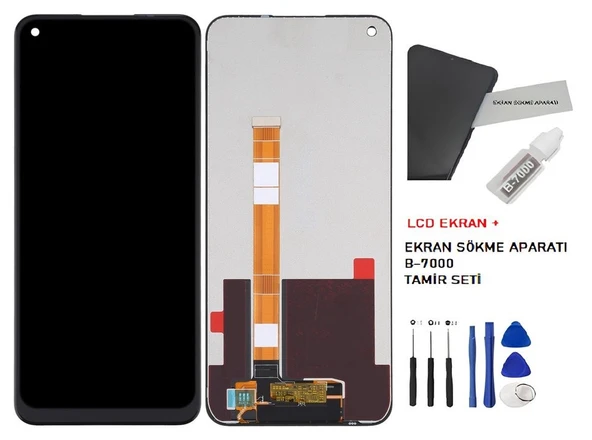 Oppo Realme C17 Uyumlu Lcd Ekran Dokunmatik SERVİS Orijinali +B-7000 + TAMİR SETİ ürün görseli 1