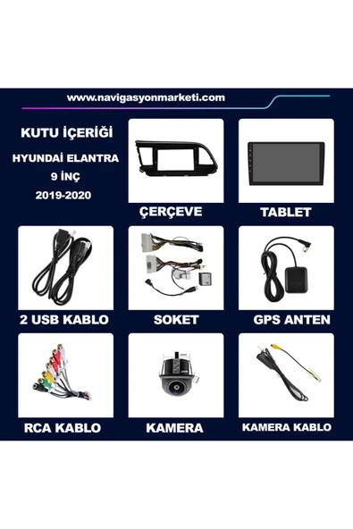 NAVMİNA Hyundai Elantra 2019-2020 Uyumlu 9 inç 6-128 GB Multimedya