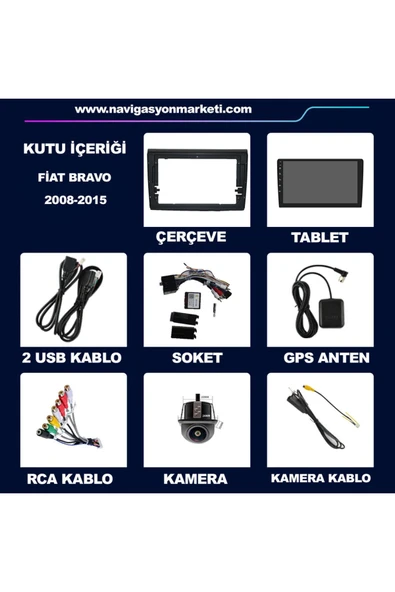 NAVMİNA Fiat Brava 2008-2015 Uyumlu 9 inç 6-128 GB Multimedya - Resim 7