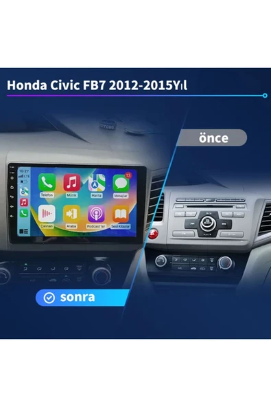 NAVMİNA Honda Civic FB7 2012-2015 Uyumlu 9 inç 4-64 gb Multimedya - 3
