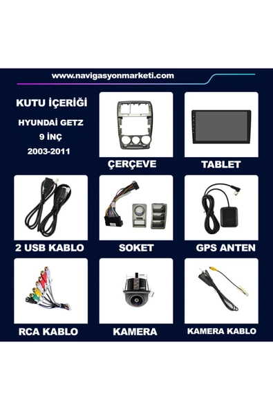 NAVMİNA Hyundai GETZ 2003-2011 Uyumlu 9 inç 4-64 GB Multimedya - Resim 7