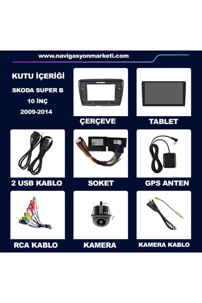 NAVMİNA SKODA SUPER B 2009-2014 UYUMLU 10 İNÇ 6-128 GB MULTİMEDYA - Resim 5